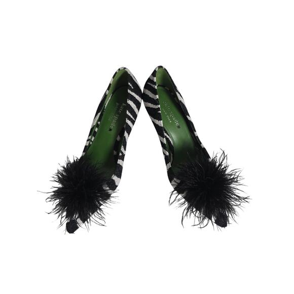 Kate Spade New York Shoes - Kate Spade New York Marabou Zebra Tweed Pumps Womens 9 Designer Heels Statement